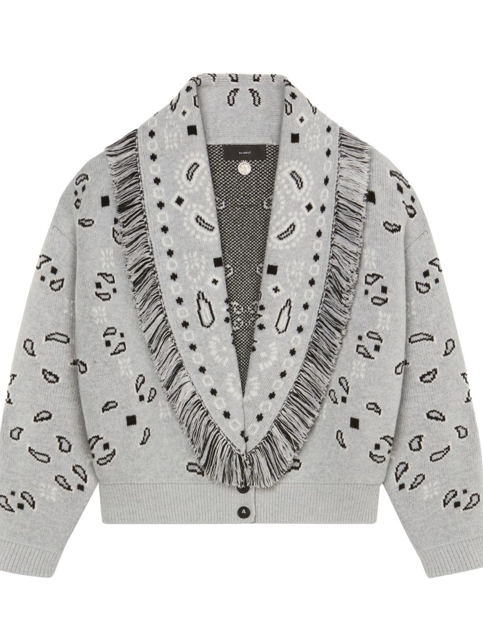 Cheap Jacquard Bandana Women fringed Alanui cardi-bomber 0731